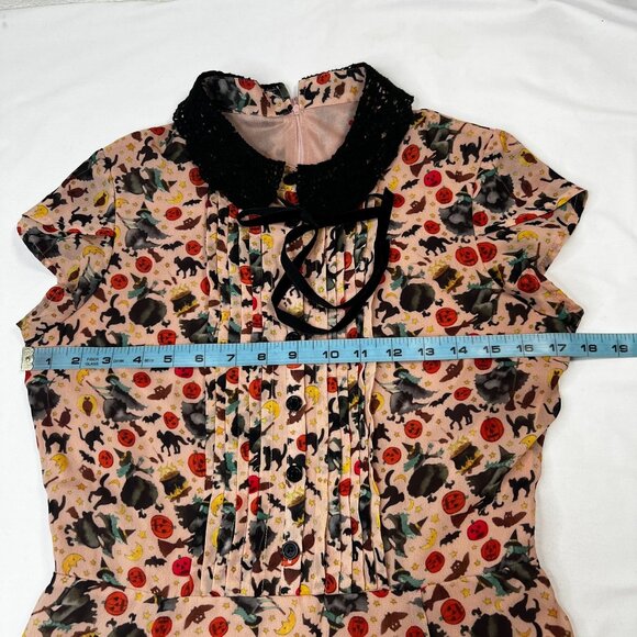 Hell Bunny Zelda Halloween Print Retro Dress Pink Multicolor Small - Picture 7 of 16